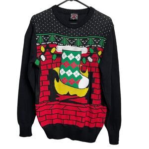 Well Worn Christmas Stocking Ugly Sweater Size Medium Acrylic Holiday Shirt